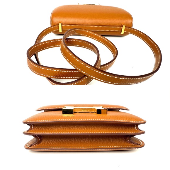 Authentic HERMES Constance 18 Epsom Gold on Gold Leather Crossbody Bag - Picture 7 of 12